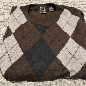 Jos. A. Bank Men's Brown and Gray Argyle Sweater